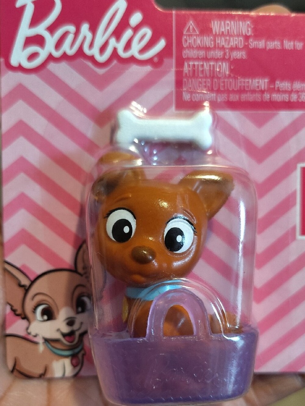 3 For $10🆕3PC Barbie Brown Puppy Figure with Purple Bed & Bone